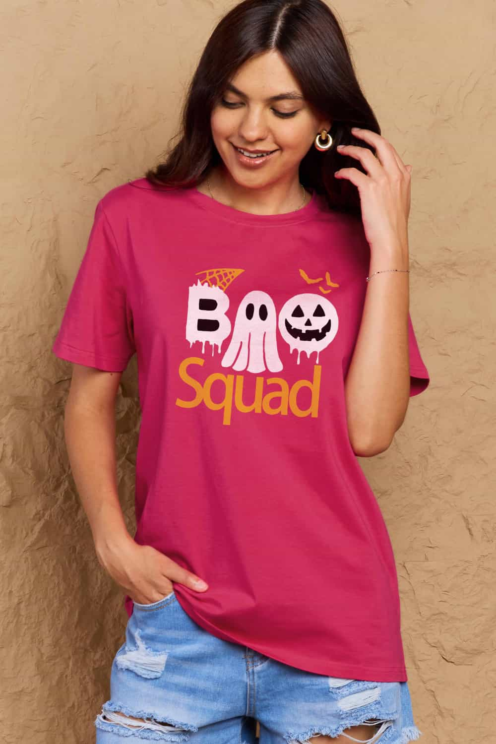 Simply Love Full Size BOO SQUAD Graphic Cotton Tee BLUE ZONE PLANET