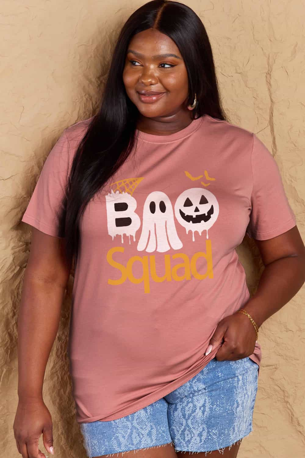 Simply Love Full Size BOO SQUAD Graphic Cotton Tee BLUE ZONE PLANET