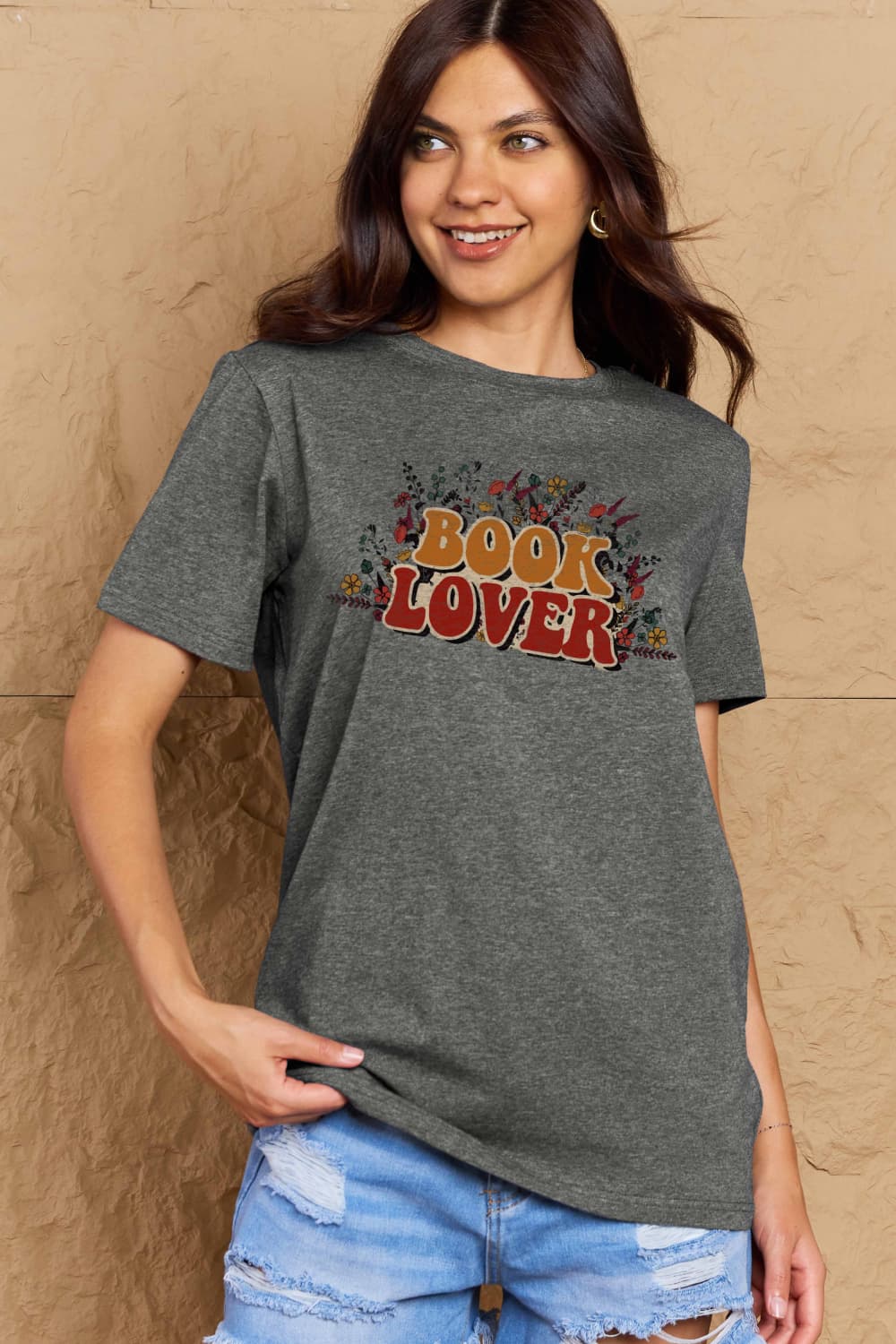 Simply Love Full Size BOOK LOVER Graphic Cotton Tee BLUE ZONE PLANET