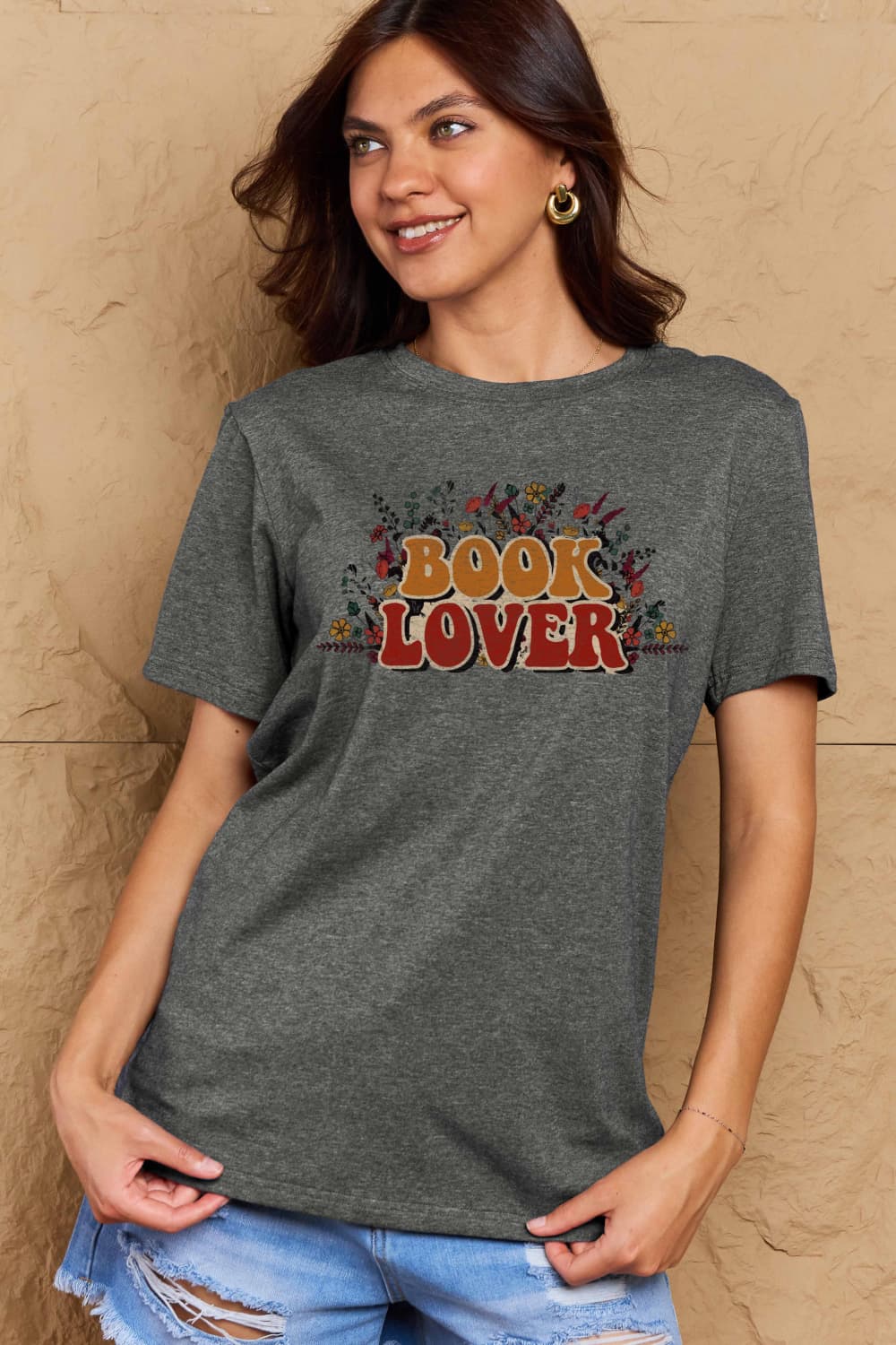 Simply Love Full Size BOOK LOVER Graphic Cotton Tee BLUE ZONE PLANET