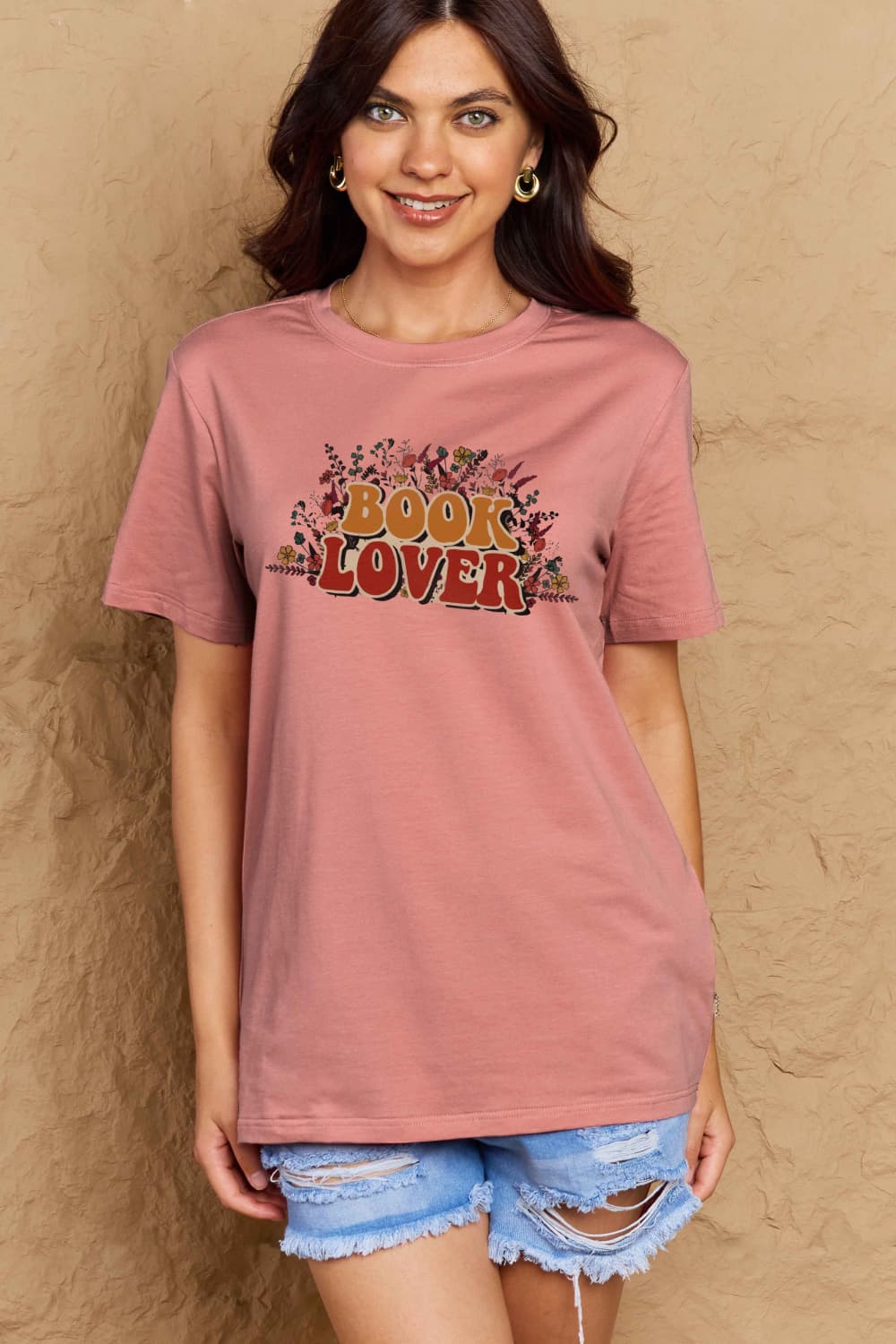 Simply Love Full Size BOOK LOVER Graphic Cotton Tee BLUE ZONE PLANET