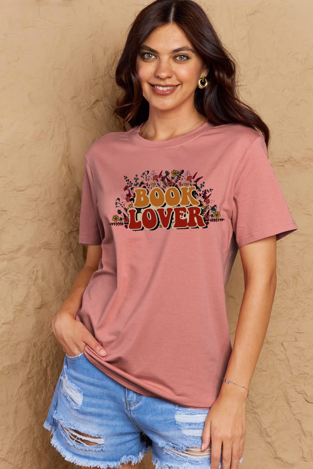 Simply Love Full Size BOOK LOVER Graphic Cotton Tee BLUE ZONE PLANET