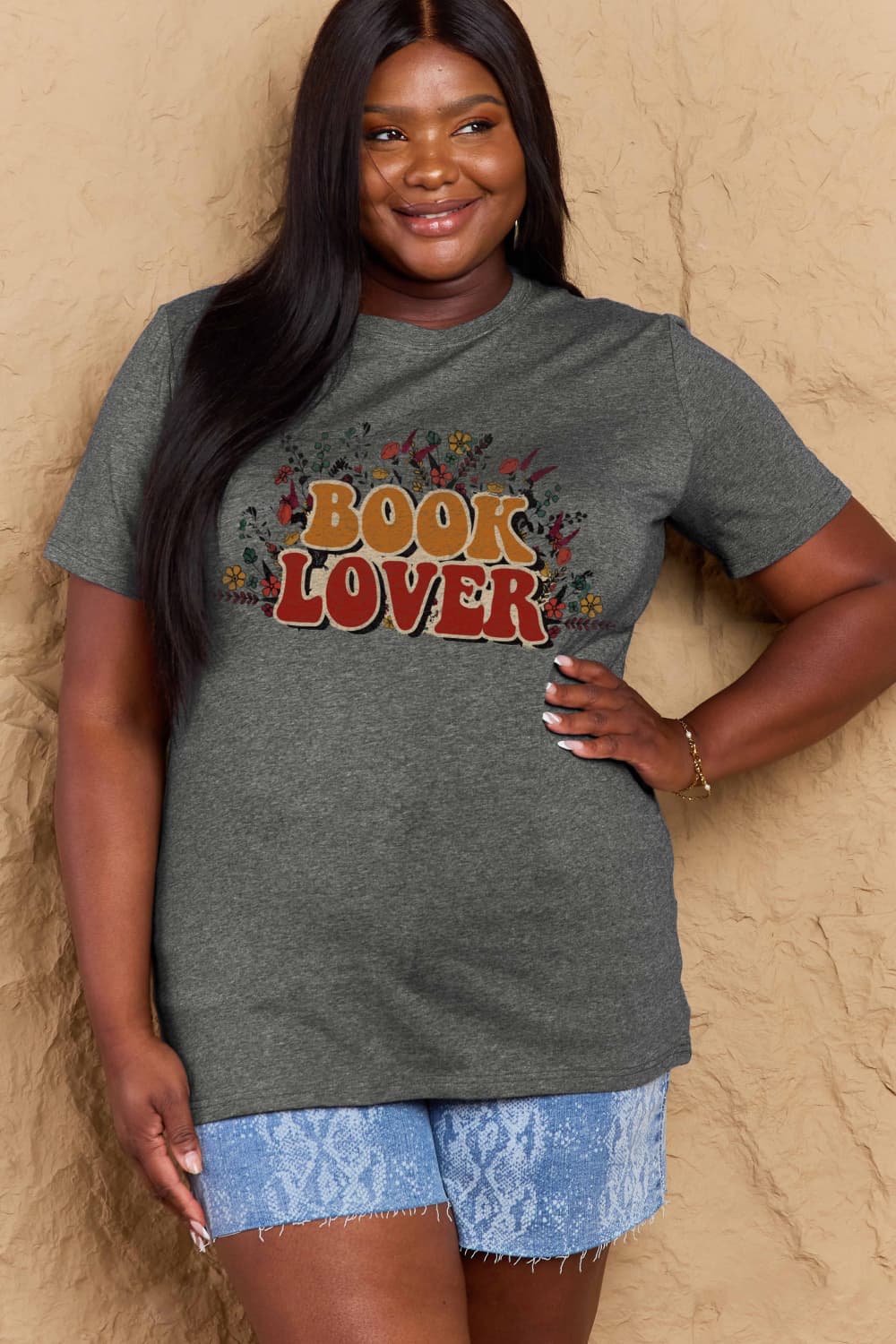 Simply Love Full Size BOOK LOVER Graphic Cotton Tee BLUE ZONE PLANET