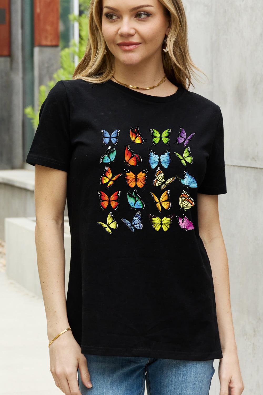 Simply Love Full Size Butterfly Graphic Cotton Tee BLUE ZONE PLANET