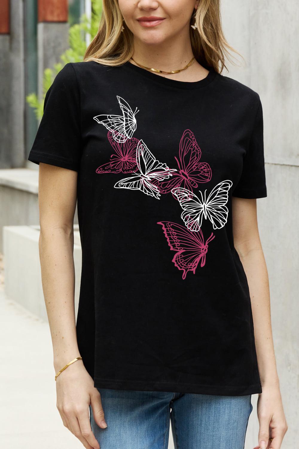 Simply Love Full Size Butterfly Graphic Cotton Tee BLUE ZONE PLANET