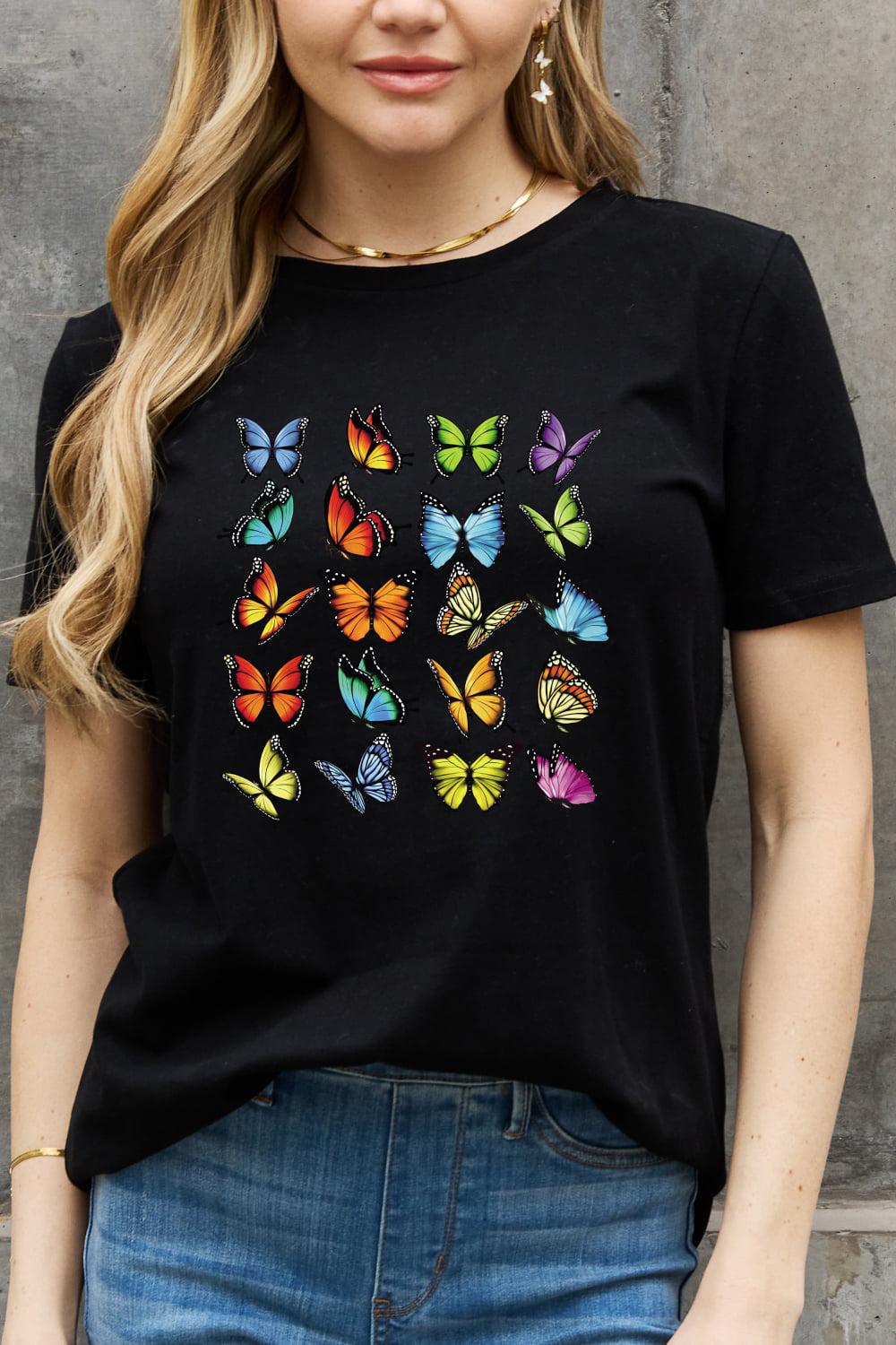 Simply Love Full Size Butterfly Graphic Cotton Tee BLUE ZONE PLANET