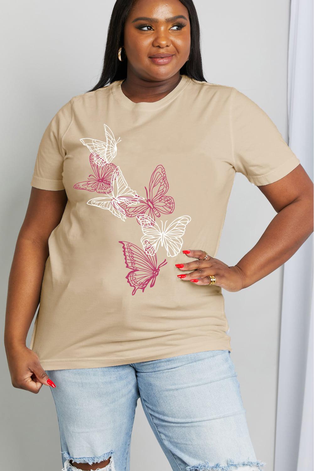 Simply Love Full Size Butterfly Graphic Cotton Tee BLUE ZONE PLANET