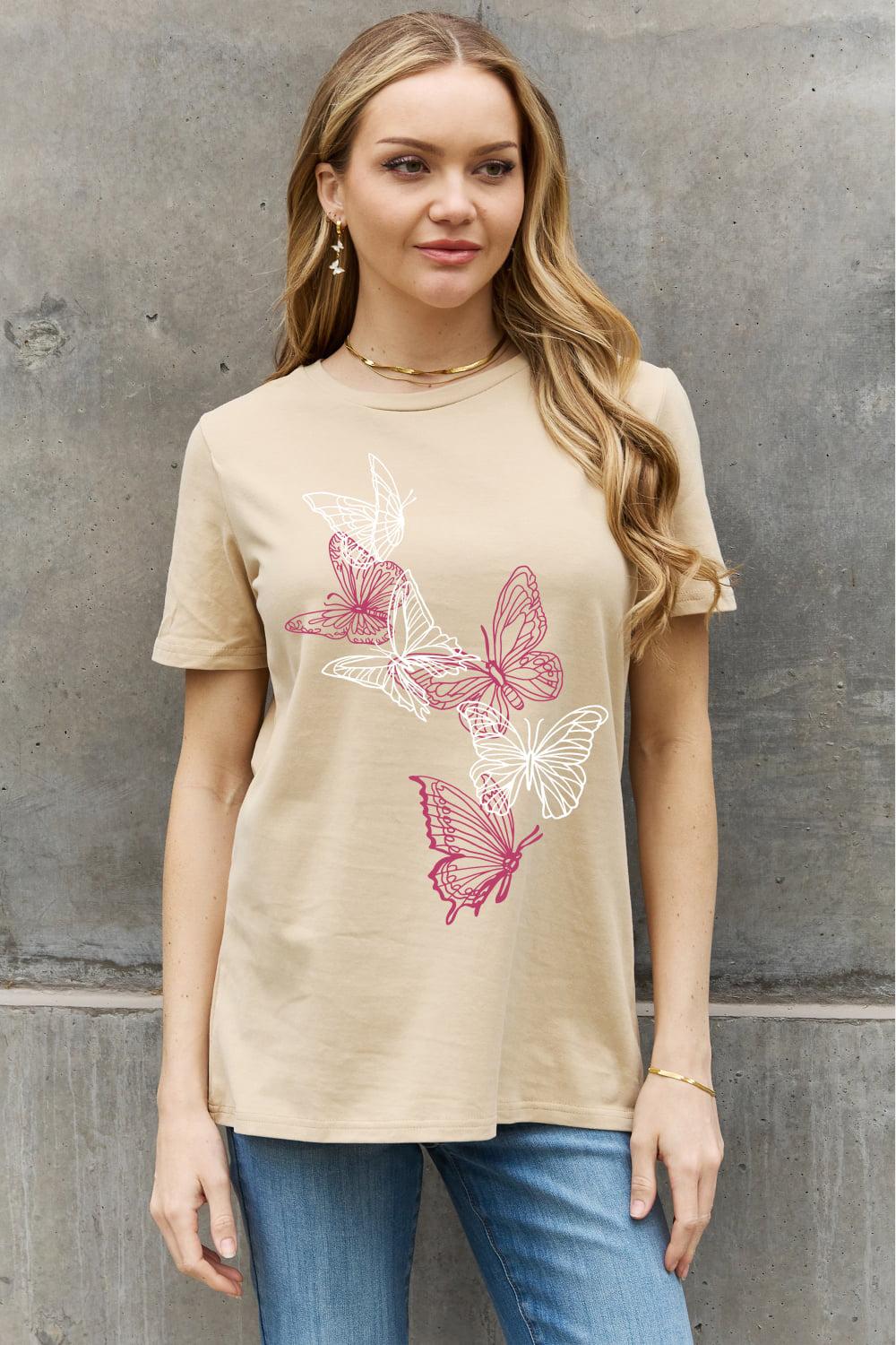 Simply Love Full Size Butterfly Graphic Cotton Tee BLUE ZONE PLANET