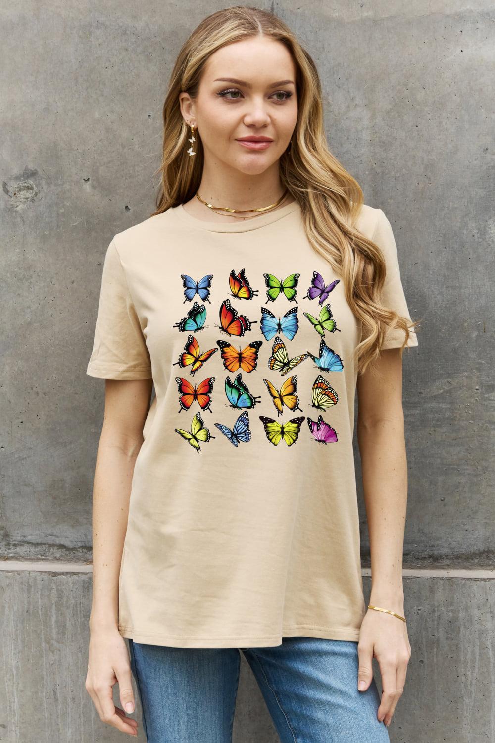 Simply Love Full Size Butterfly Graphic Cotton Tee BLUE ZONE PLANET