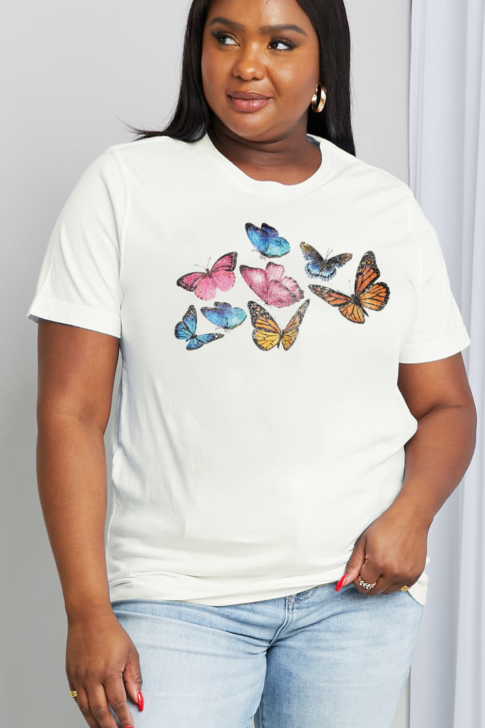 Simply Love Full Size Butterfly Graphic Cotton Tee BLUE ZONE PLANET