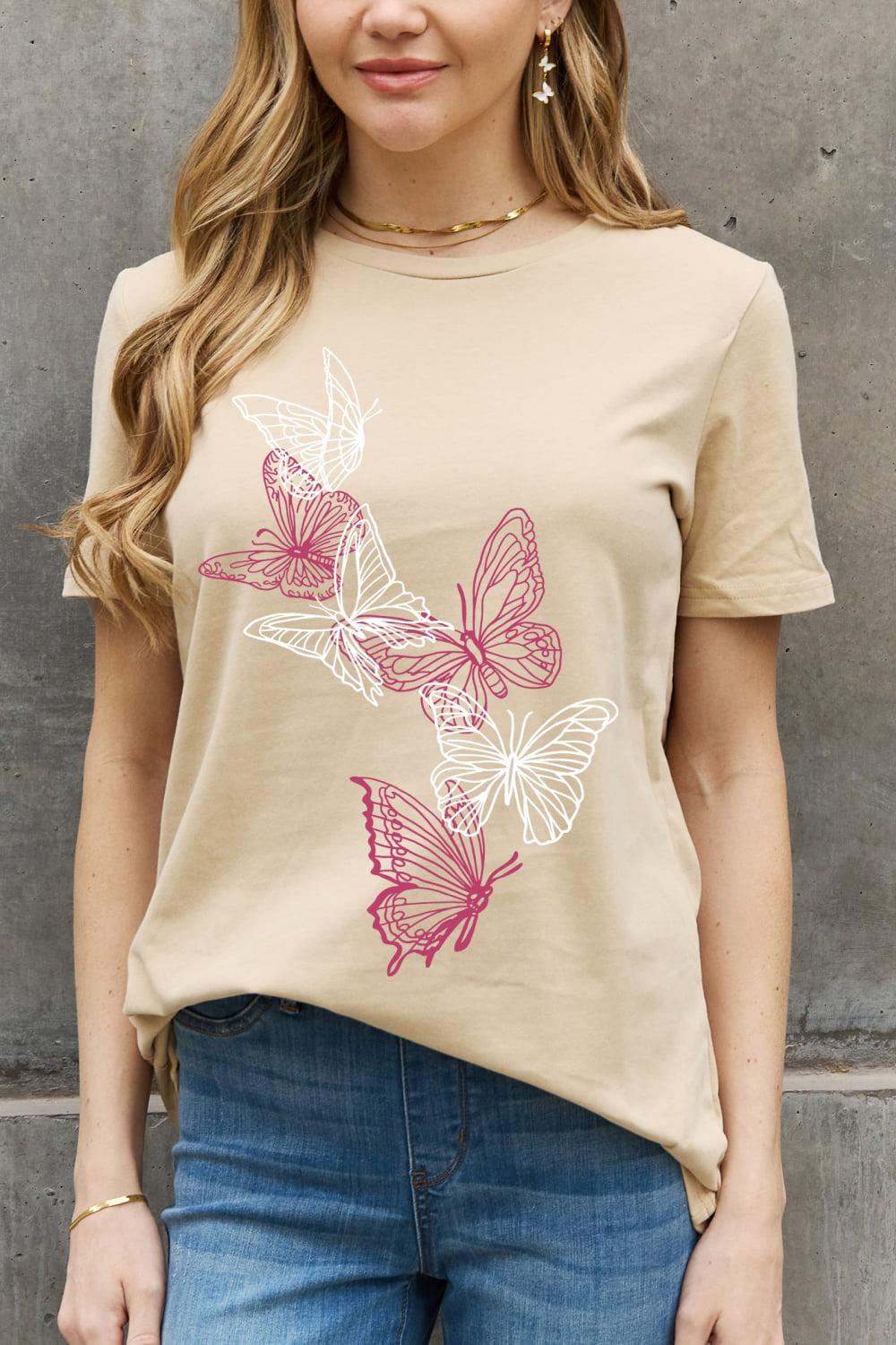 Simply Love Full Size Butterfly Graphic Cotton Tee BLUE ZONE PLANET