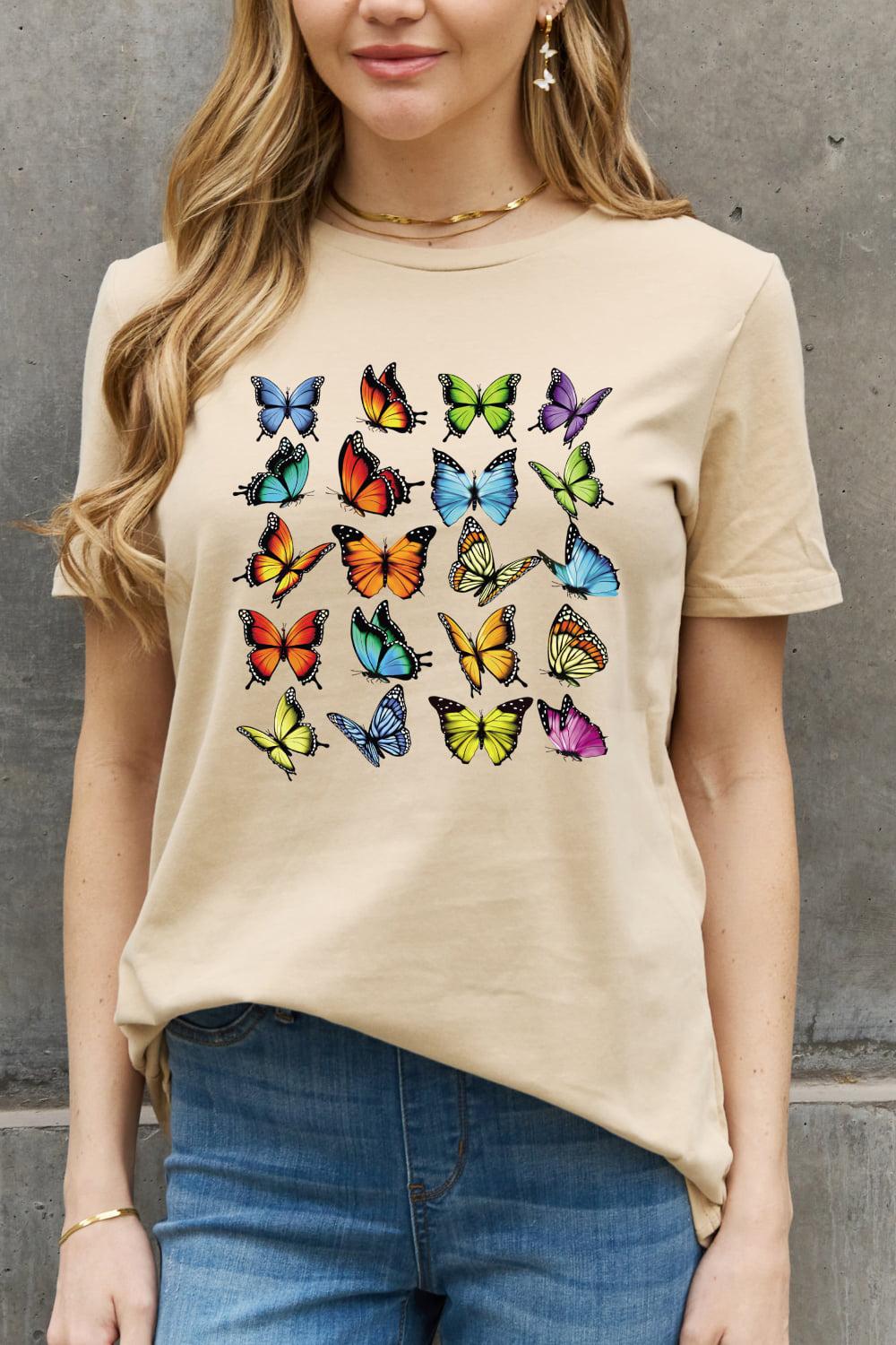 Simply Love Full Size Butterfly Graphic Cotton Tee BLUE ZONE PLANET