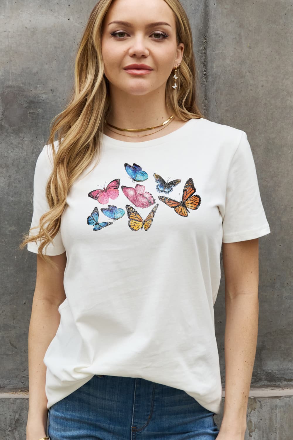 Simply Love Full Size Butterfly Graphic Cotton Tee BLUE ZONE PLANET