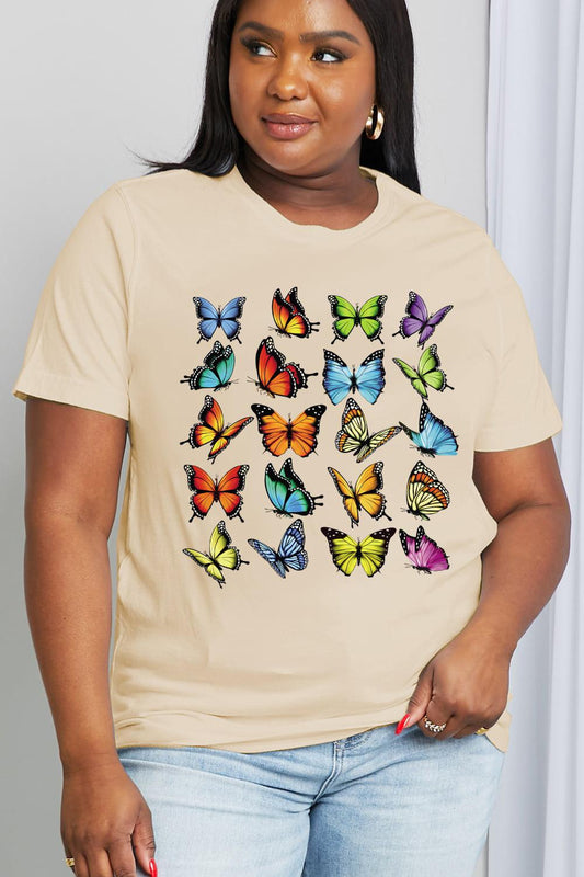 Simply Love Full Size Butterfly Graphic Cotton Tee BLUE ZONE PLANET