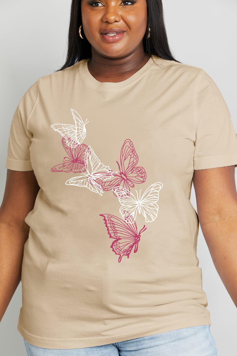 Simply Love Full Size Butterfly Graphic Cotton Tee BLUE ZONE PLANET