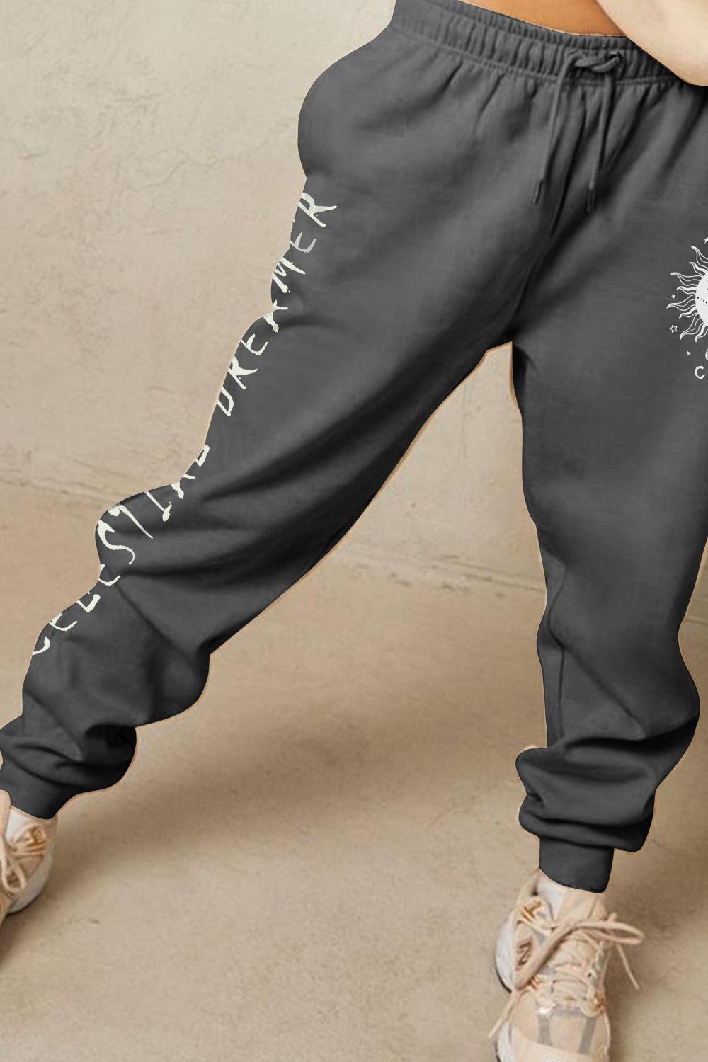 Simply Love Full Size CELESTIAL DREAMER Graphic Sweatpants BLUE ZONE PLANET