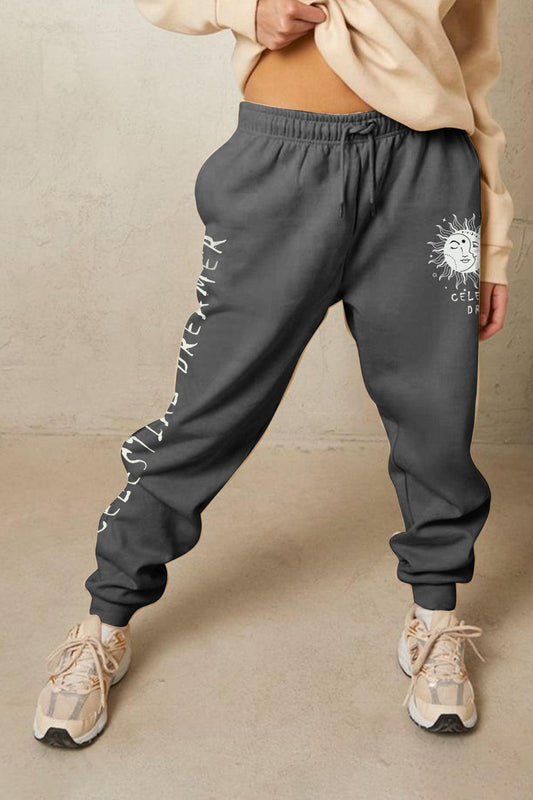 Simply Love Full Size CELESTIAL DREAMER Graphic Sweatpants BLUE ZONE PLANET