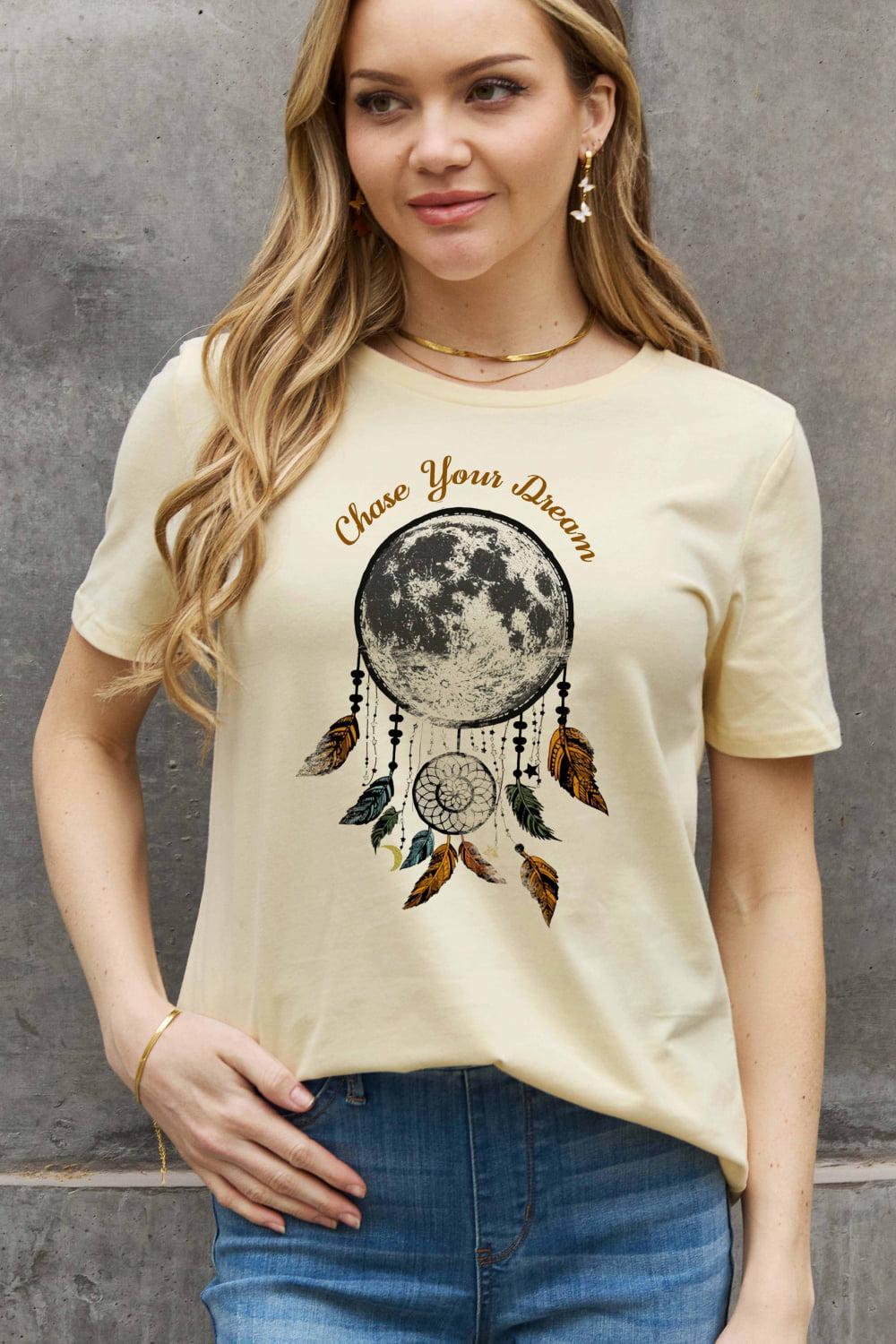 Simply Love Full Size CHASE YOUR DREAM Graphic Cotton Tee BLUE ZONE PLANET