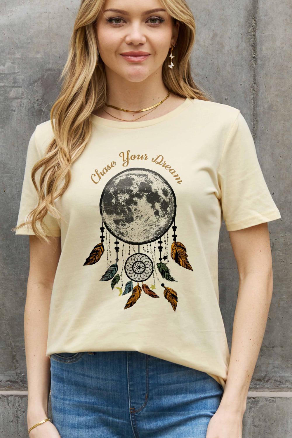 Simply Love Full Size CHASE YOUR DREAM Graphic Cotton Tee BLUE ZONE PLANET