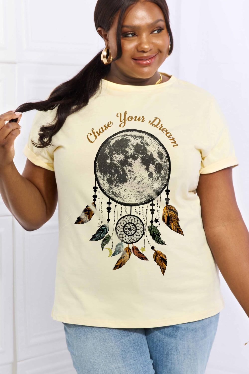 Simply Love Full Size CHASE YOUR DREAM Graphic Cotton Tee BLUE ZONE PLANET