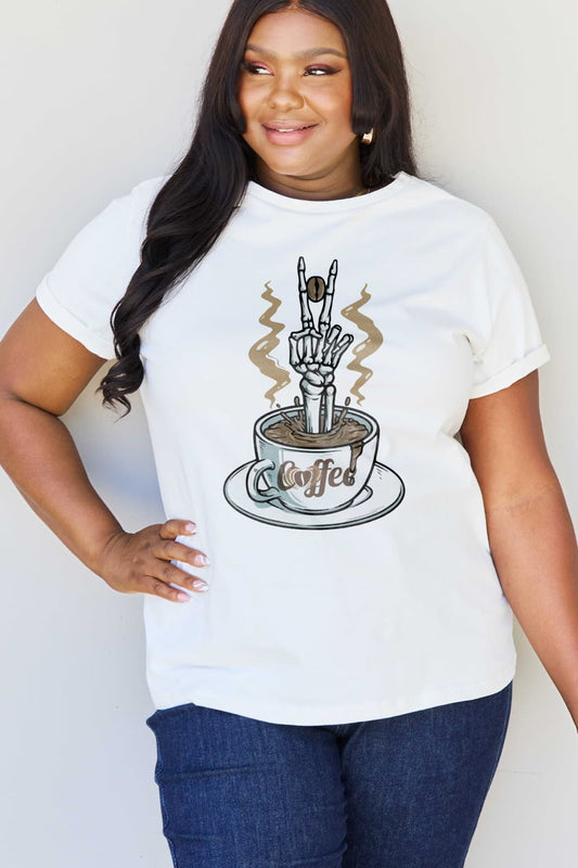 Simply Love Full Size COFFEE Graphic Cotton Tee BLUE ZONE PLANET