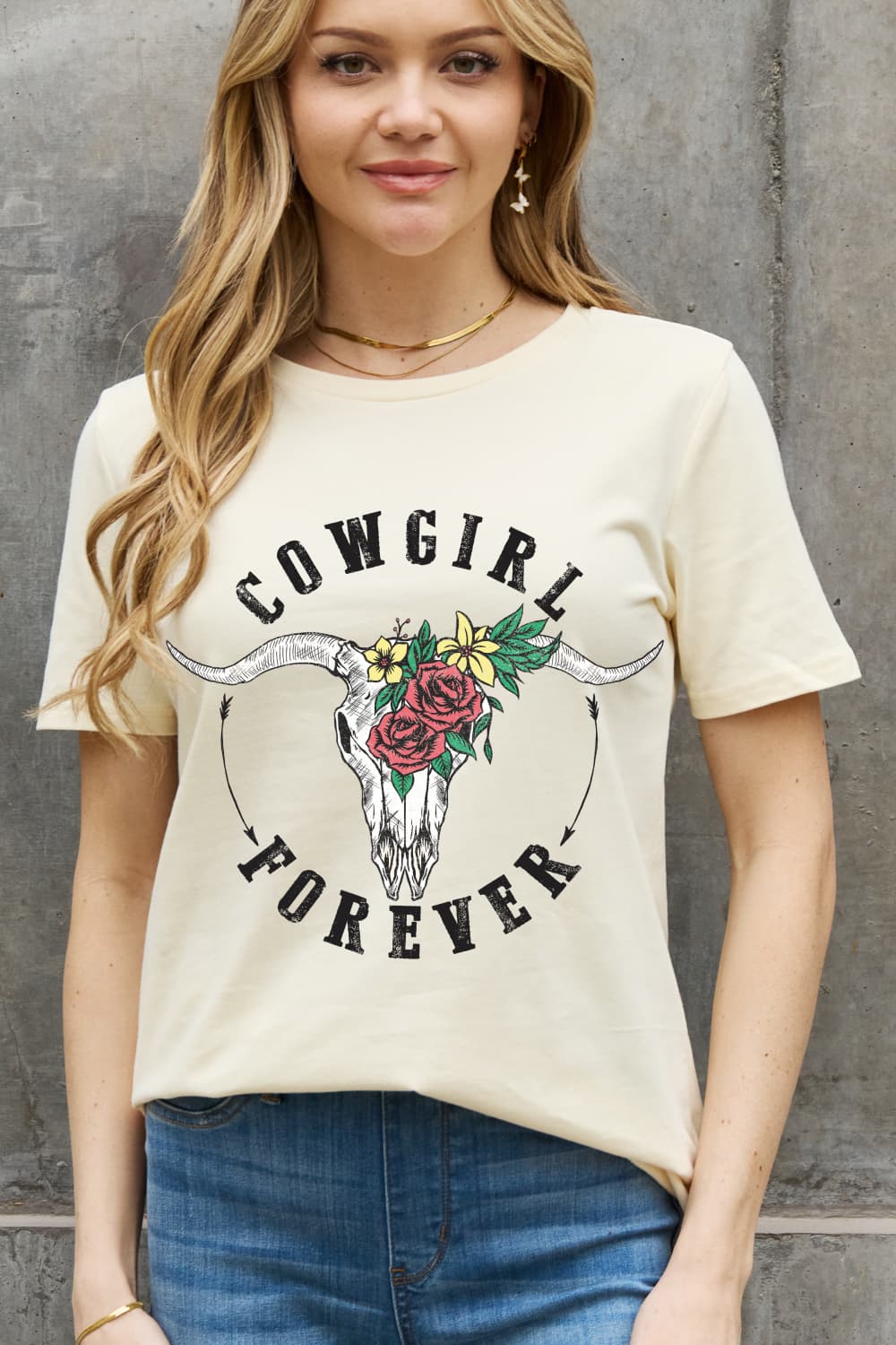 Simply Love Full Size COWGIRL FOREVER Graphic Cotton Tee BLUE ZONE PLANET