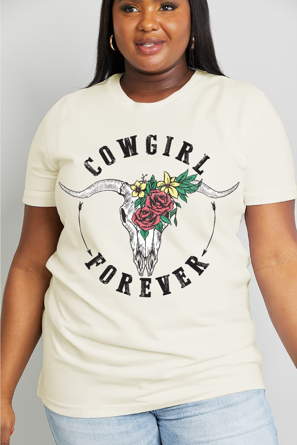 Simply Love Full Size COWGIRL FOREVER Graphic Cotton Tee BLUE ZONE PLANET