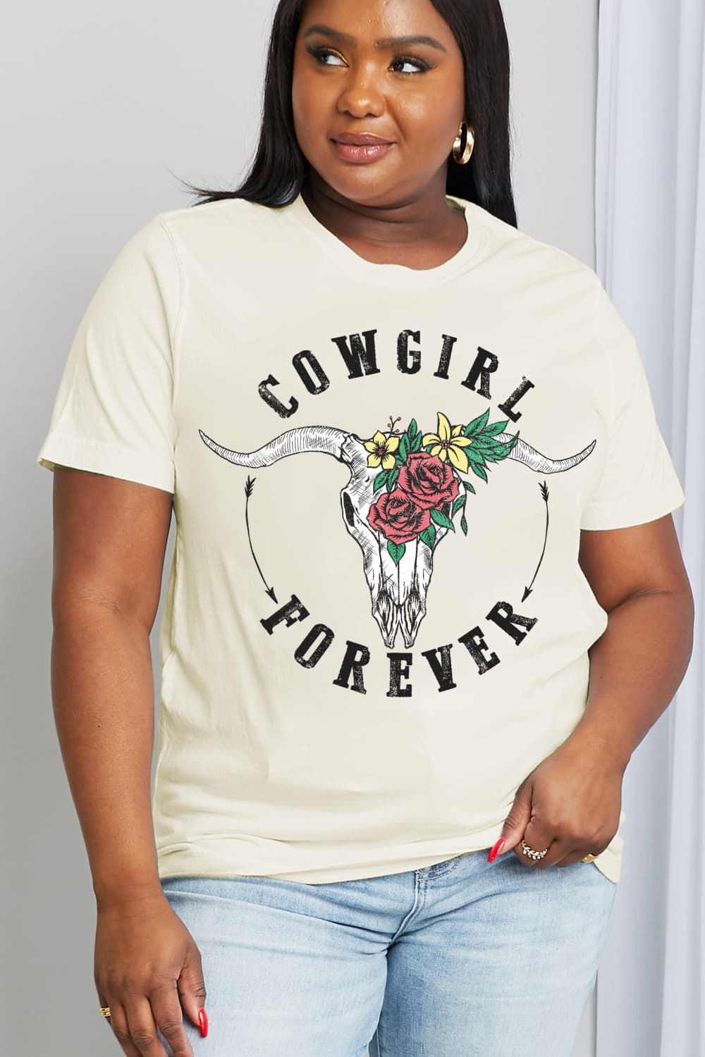 Simply Love Full Size COWGIRL FOREVER Graphic Cotton Tee BLUE ZONE PLANET