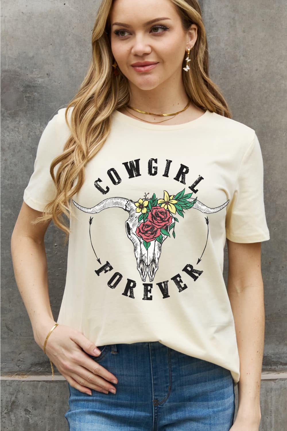 Simply Love Full Size COWGIRL FOREVER Graphic Cotton Tee BLUE ZONE PLANET