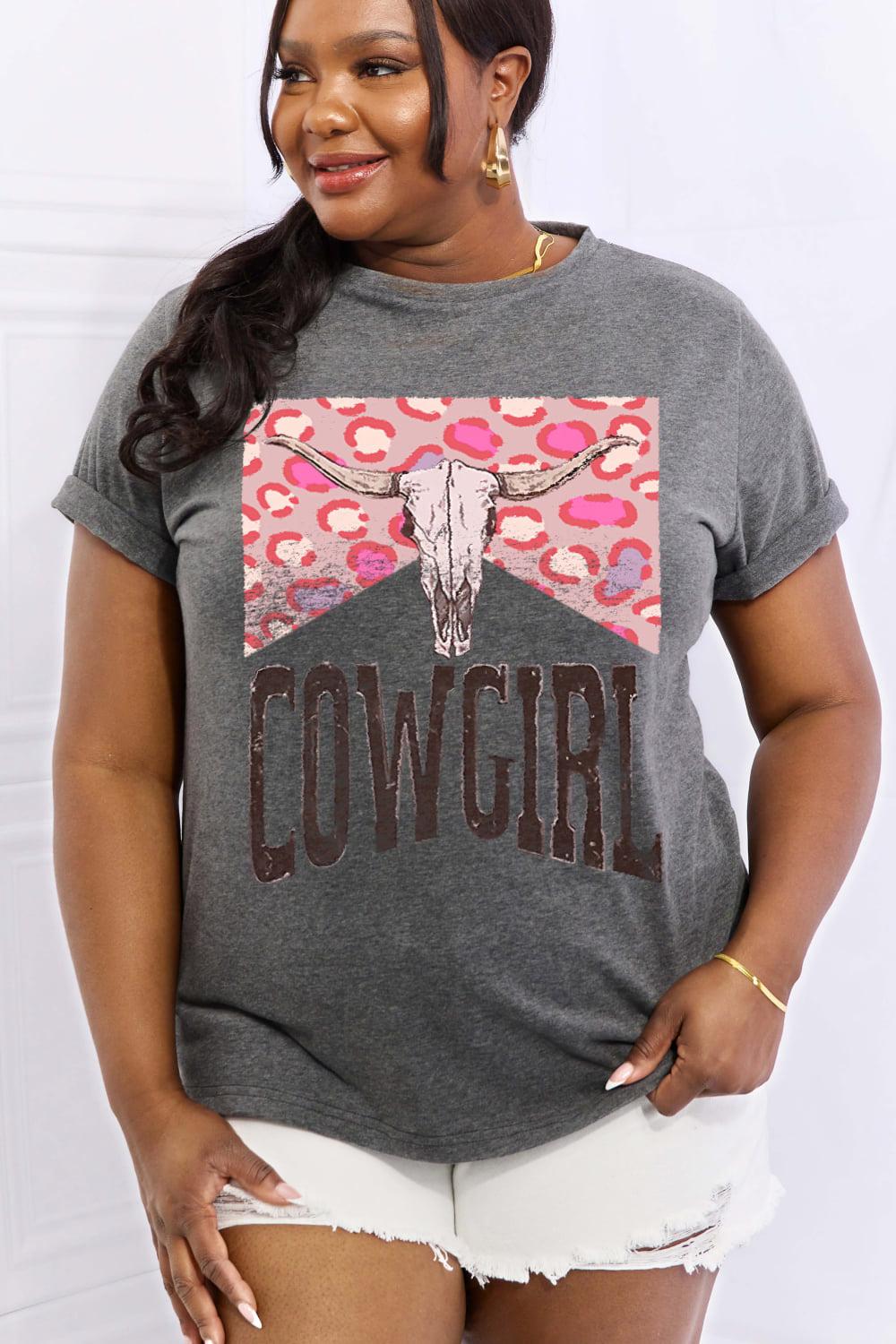 Simply Love Full Size COWGIRL Graphic Cotton Tee BLUE ZONE PLANET