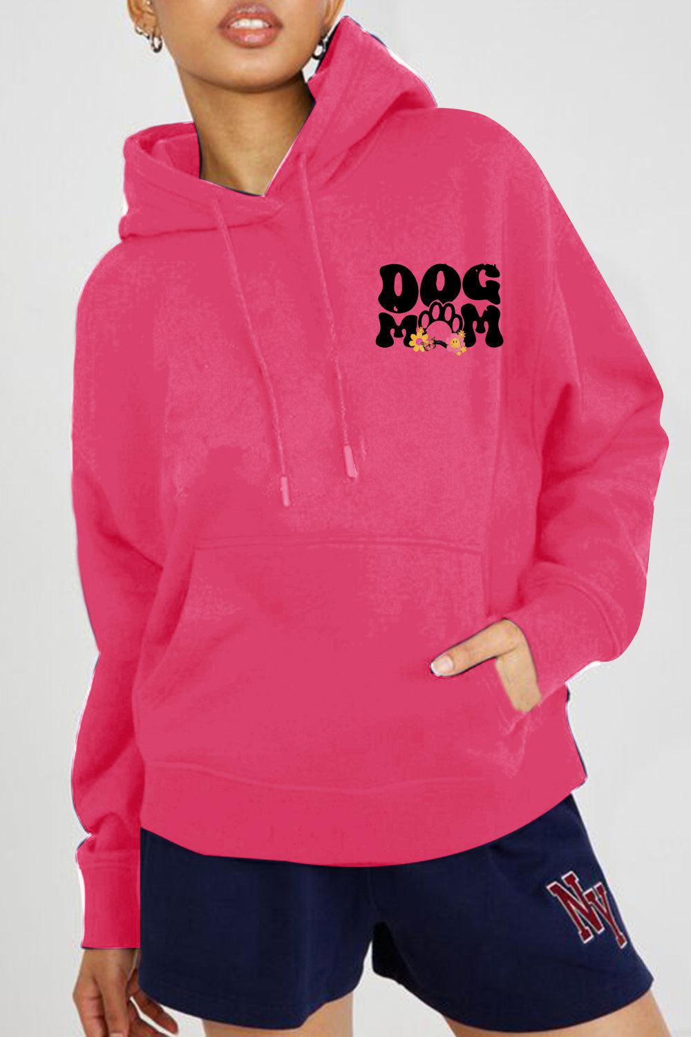 Simply Love Full Size DOG MOM Graphic Hoodie BLUE ZONE PLANET