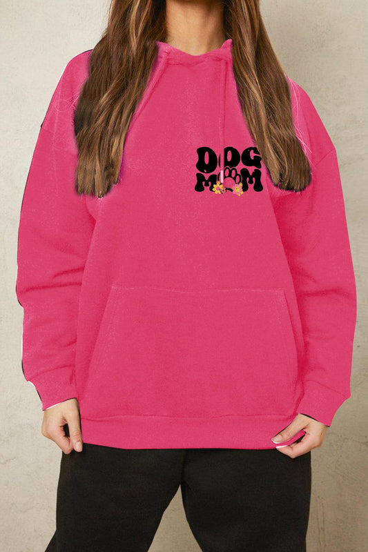 Simply Love Full Size DOG MOM Graphic Hoodie BLUE ZONE PLANET