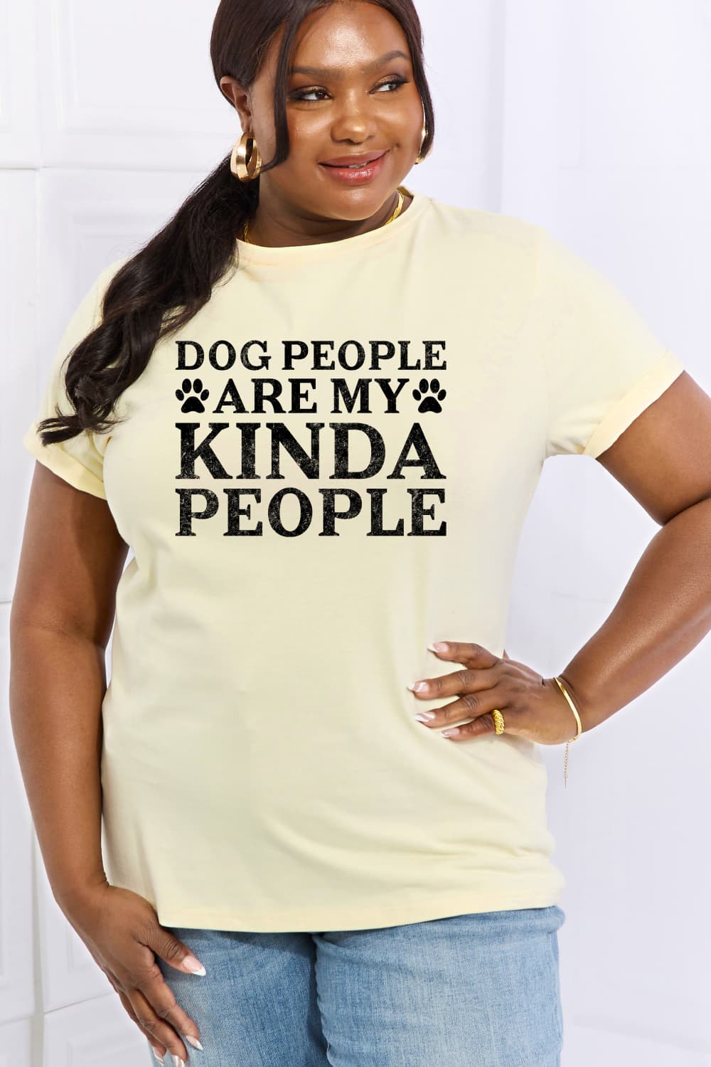 Simply Love Full Size DOG PEOPLE ARE MY KINDA PEOPLE Graphic Cotton Tee BLUE ZONE PLANET