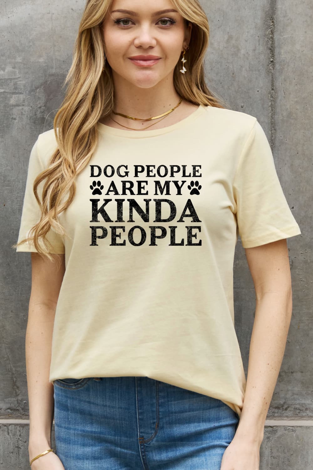 Simply Love Full Size DOG PEOPLE ARE MY KINDA PEOPLE Graphic Cotton Tee BLUE ZONE PLANET