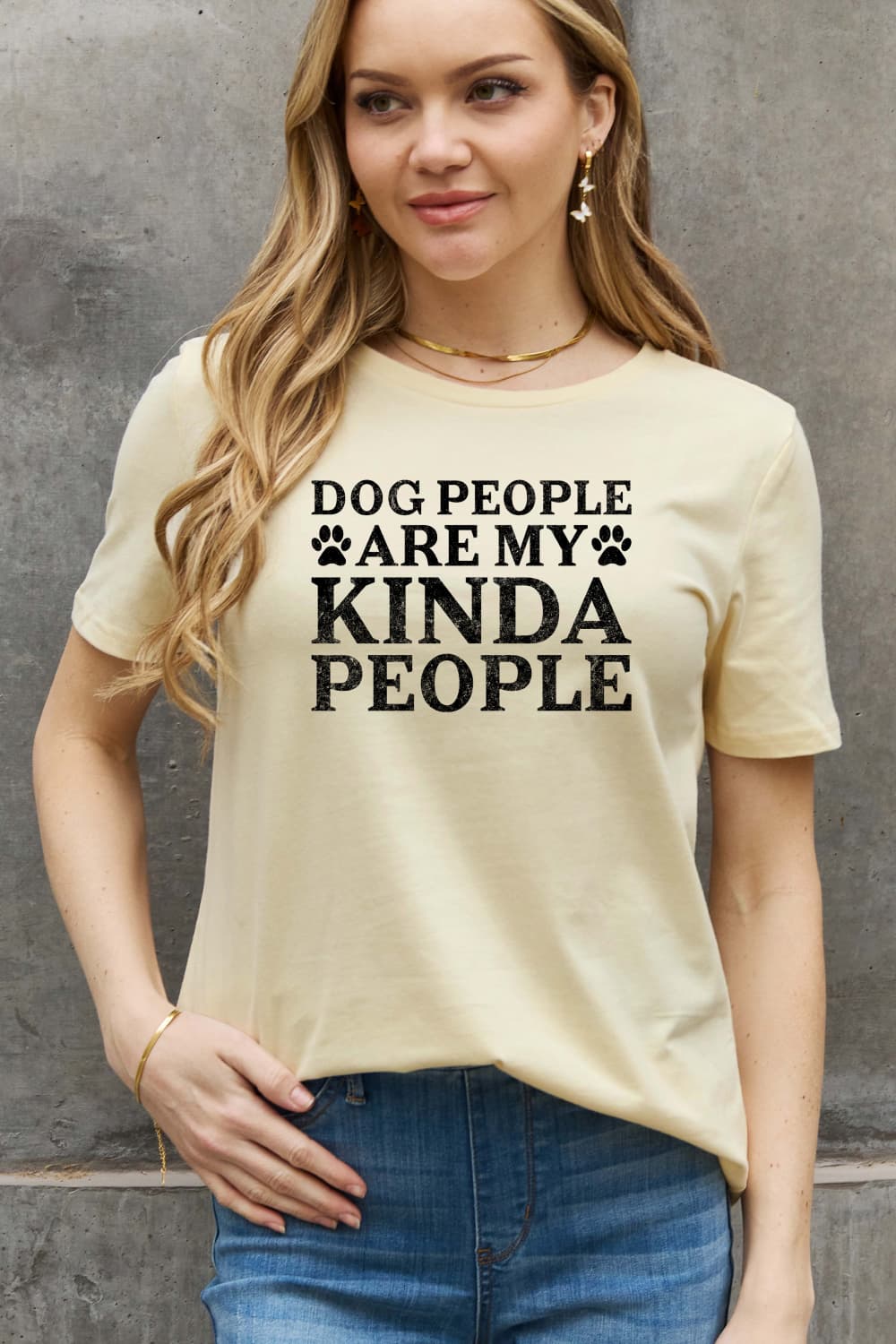 Simply Love Full Size DOG PEOPLE ARE MY KINDA PEOPLE Graphic Cotton Tee BLUE ZONE PLANET