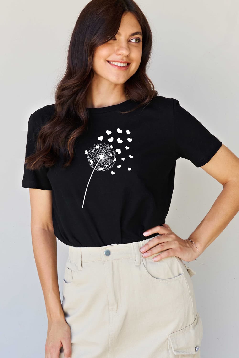 Simply Love Full Size Dandelion Heart Graphic Cotton T-Shirt BLUE ZONE PLANET