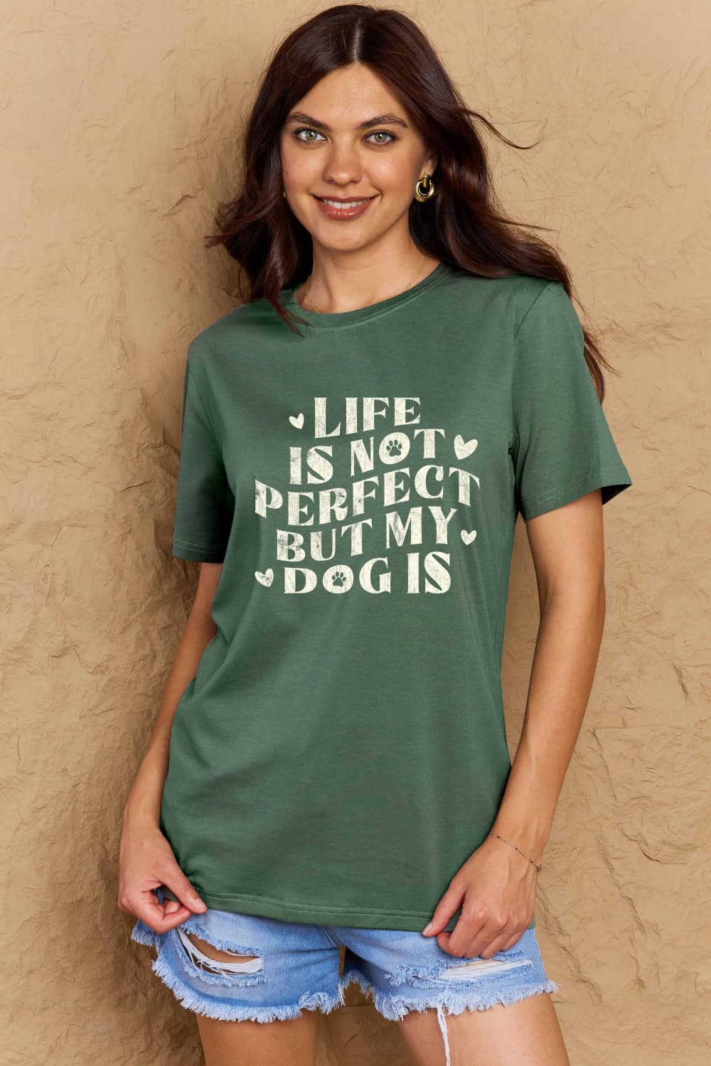 Simply Love Full Size Dog Slogan Graphic Cotton T-Shirt BLUE ZONE PLANET