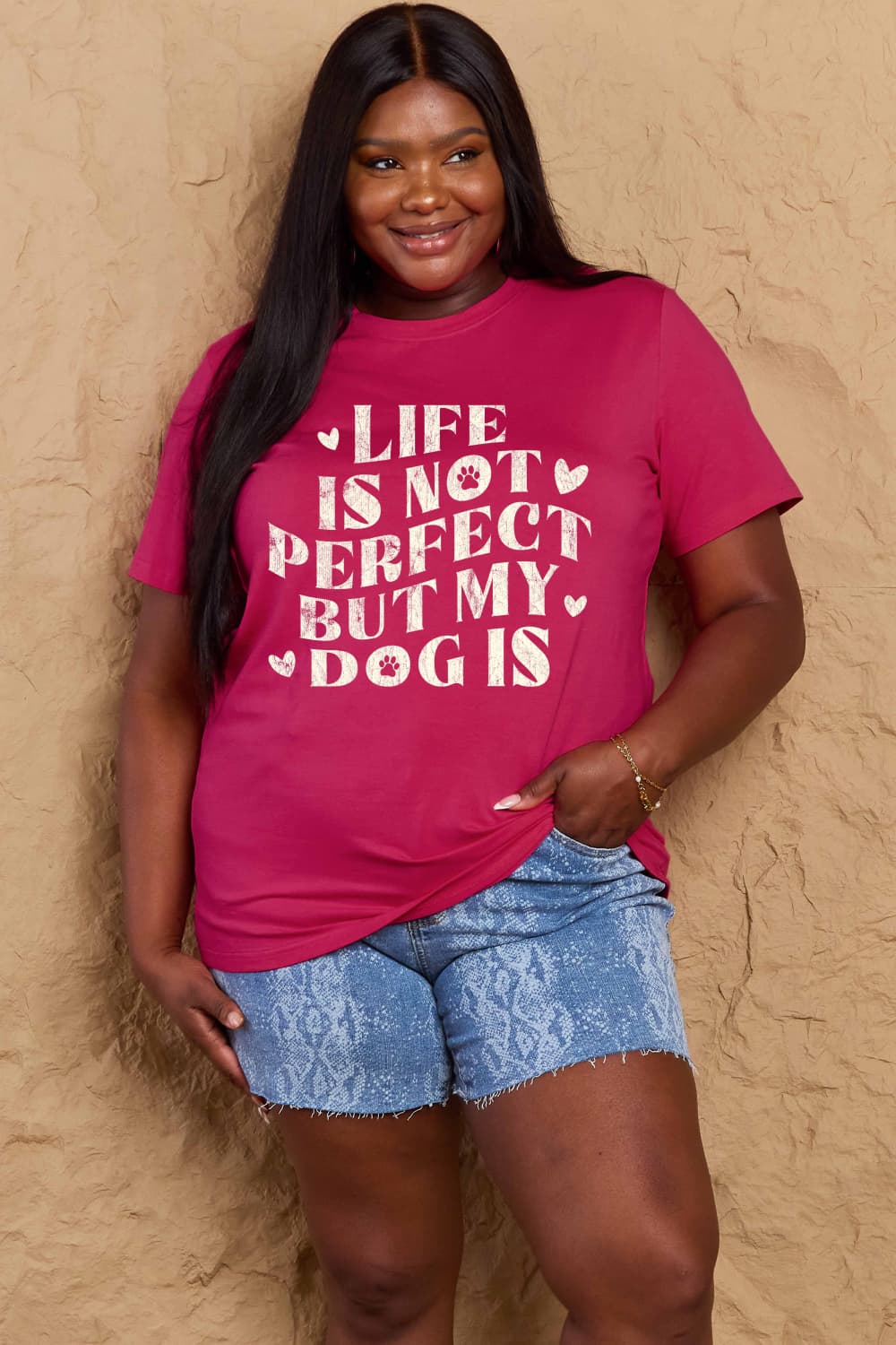 Simply Love Full Size Dog Slogan Graphic Cotton T-Shirt BLUE ZONE PLANET