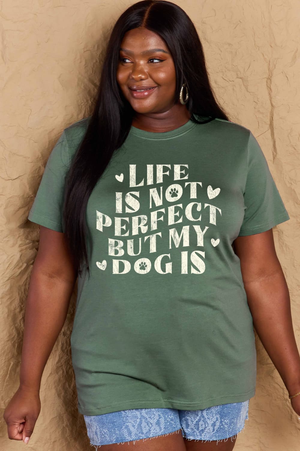 Simply Love Full Size Dog Slogan Graphic Cotton T-Shirt BLUE ZONE PLANET