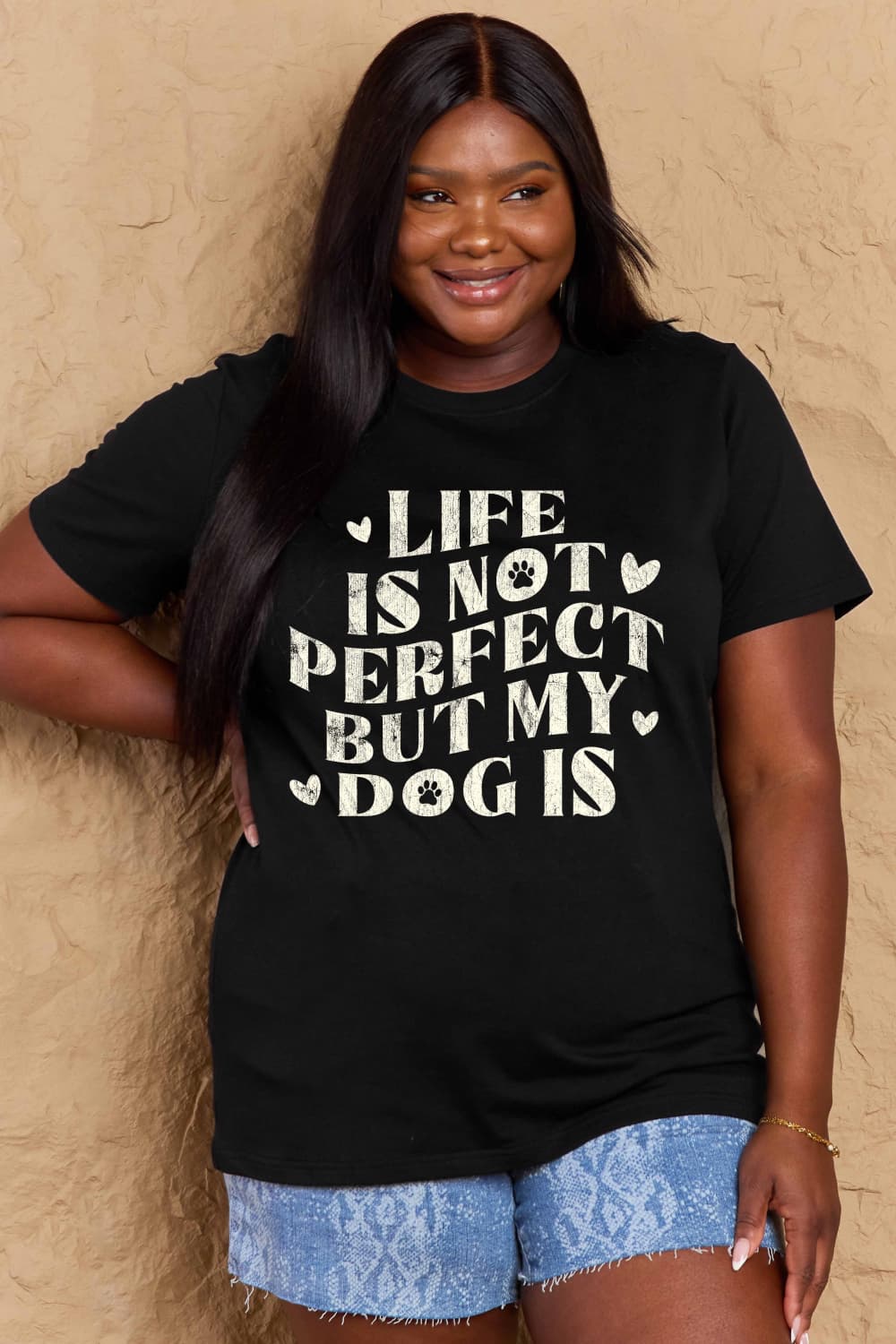 Simply Love Full Size Dog Slogan Graphic Cotton T-Shirt BLUE ZONE PLANET