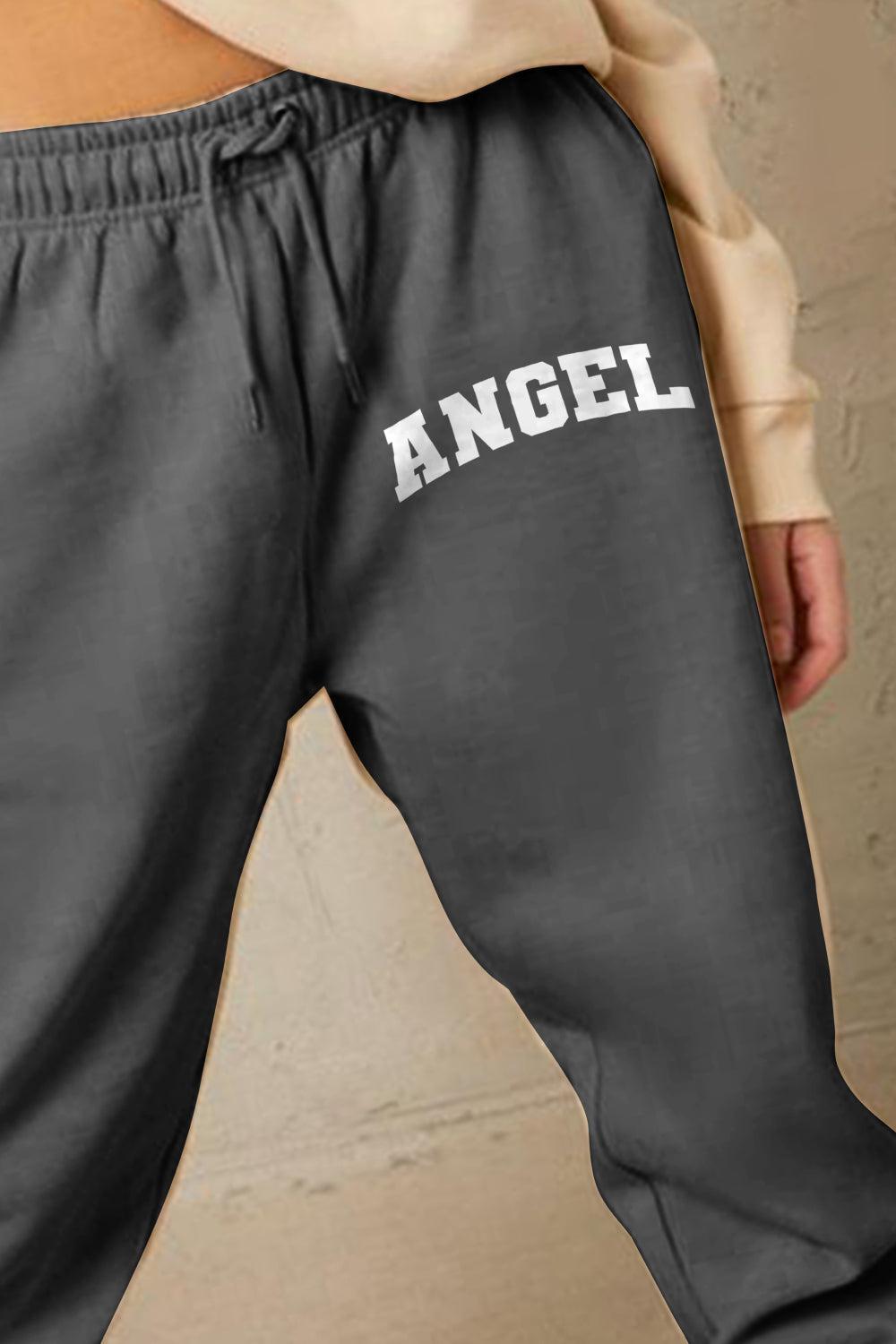 Simply Love Full Size Drawstring Angel Graphic Long Sweatpants BLUE ZONE PLANET