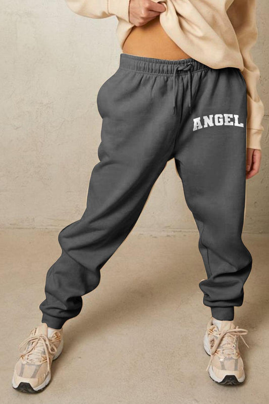 Simply Love Full Size Drawstring Angel Graphic Long Sweatpants BLUE ZONE PLANET