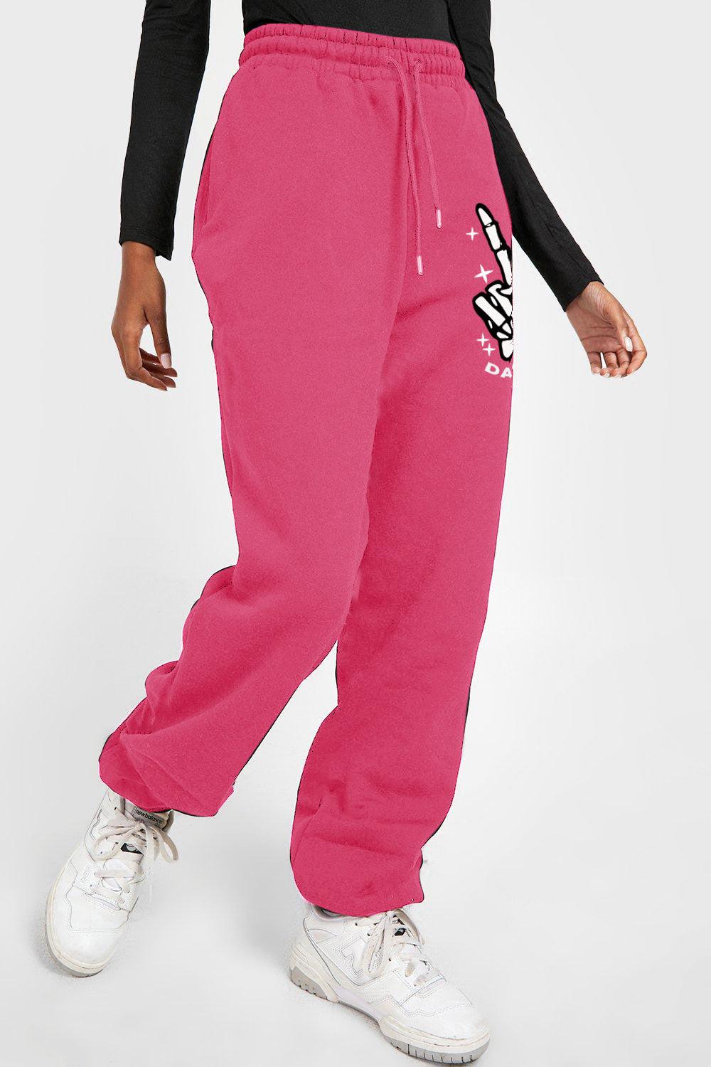 Simply Love Full Size Drawstring DAY YOU DESERVE Graphic Long Sweatpants BLUE ZONE PLANET