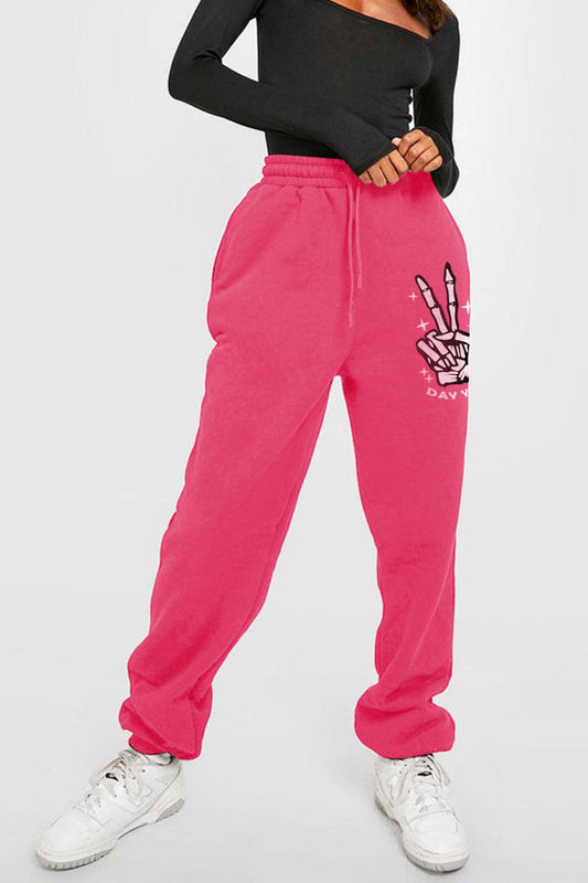Simply Love Full Size Drawstring DAY YOU DESERVE Graphic Long Sweatpants BLUE ZONE PLANET