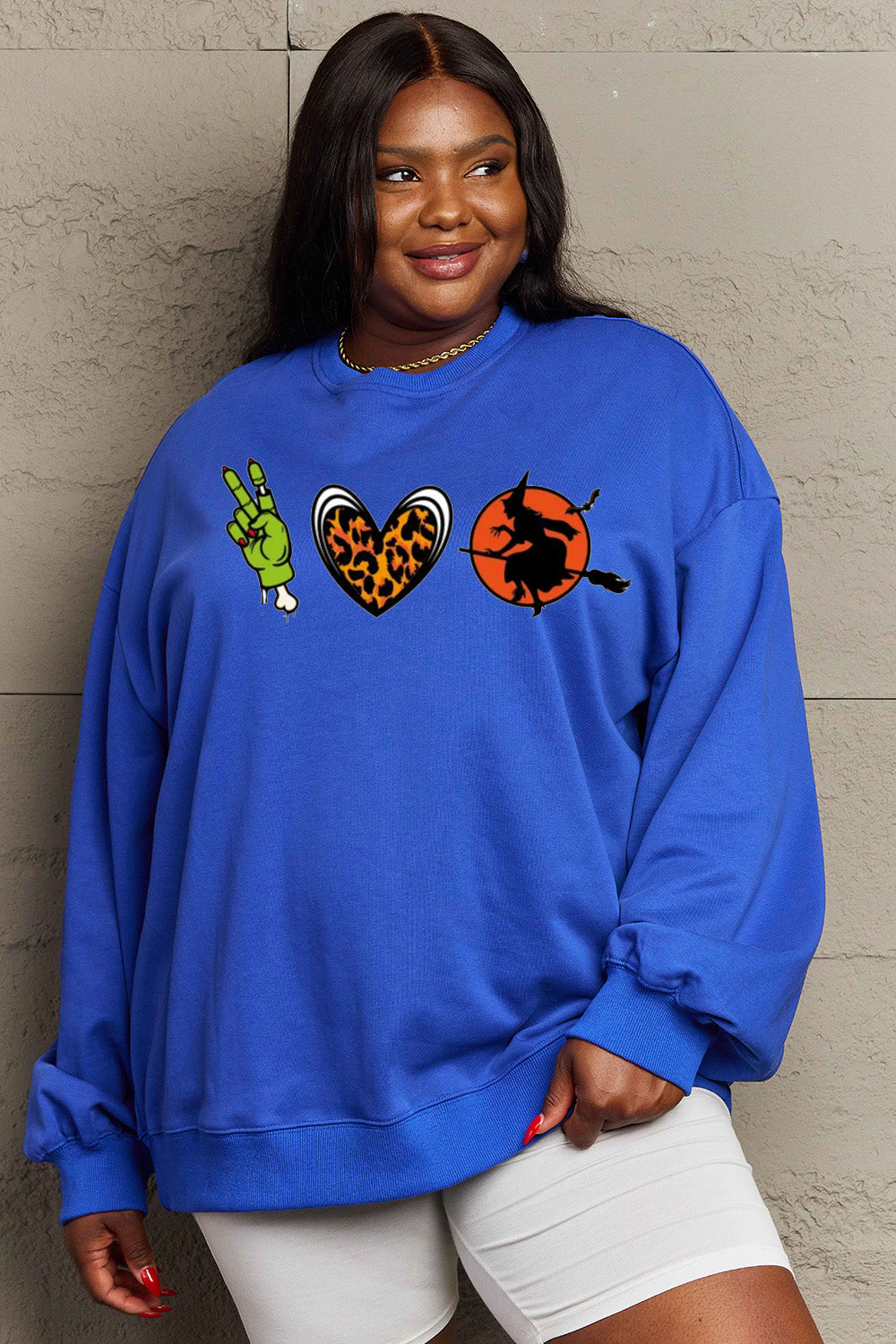 Simply Love Full Size Drop Shoulder Graphic Sweatshirt BLUE ZONE PLANET