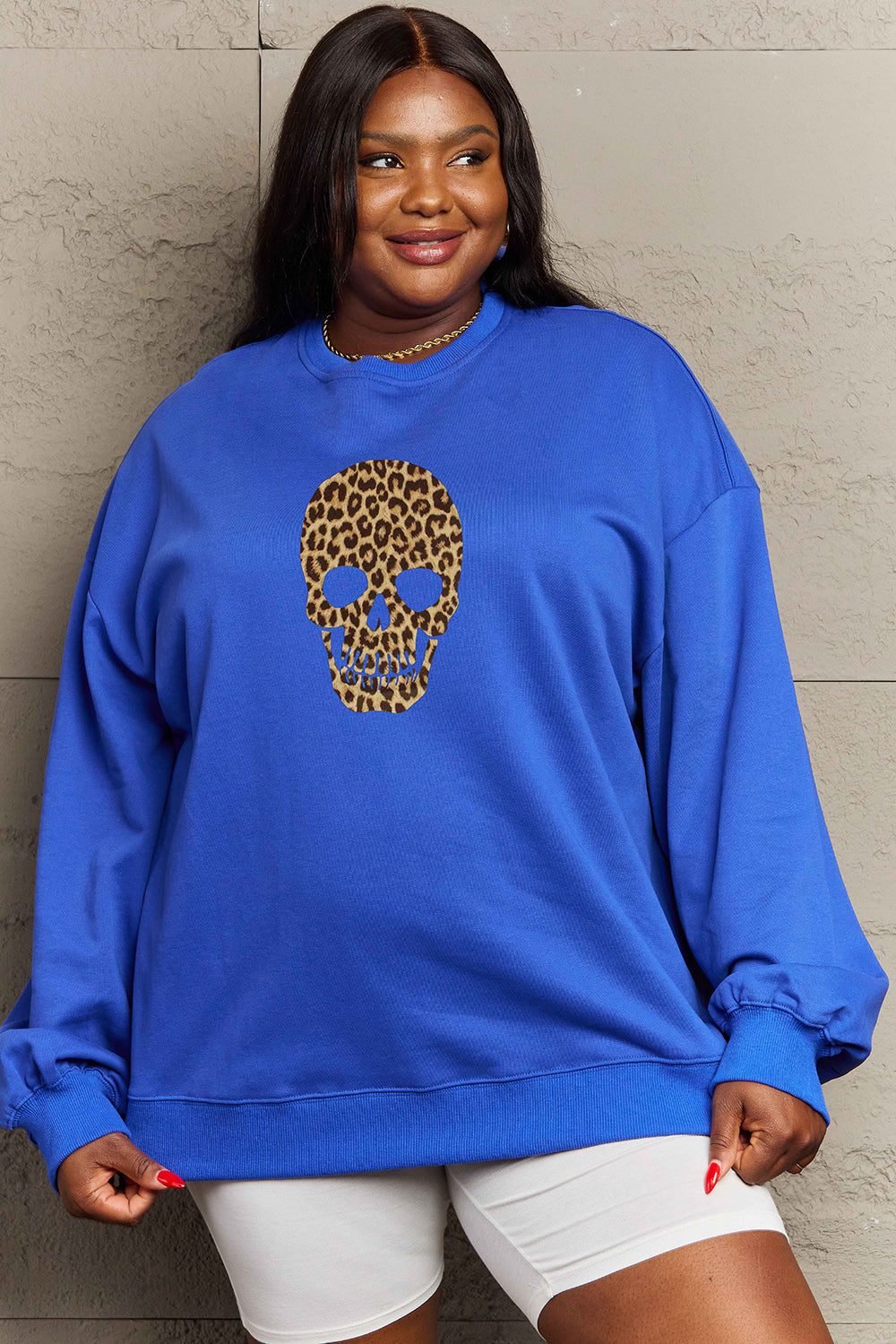 Simply Love Full Size Drop Shoulder Graphic Sweatshirt BLUE ZONE PLANET