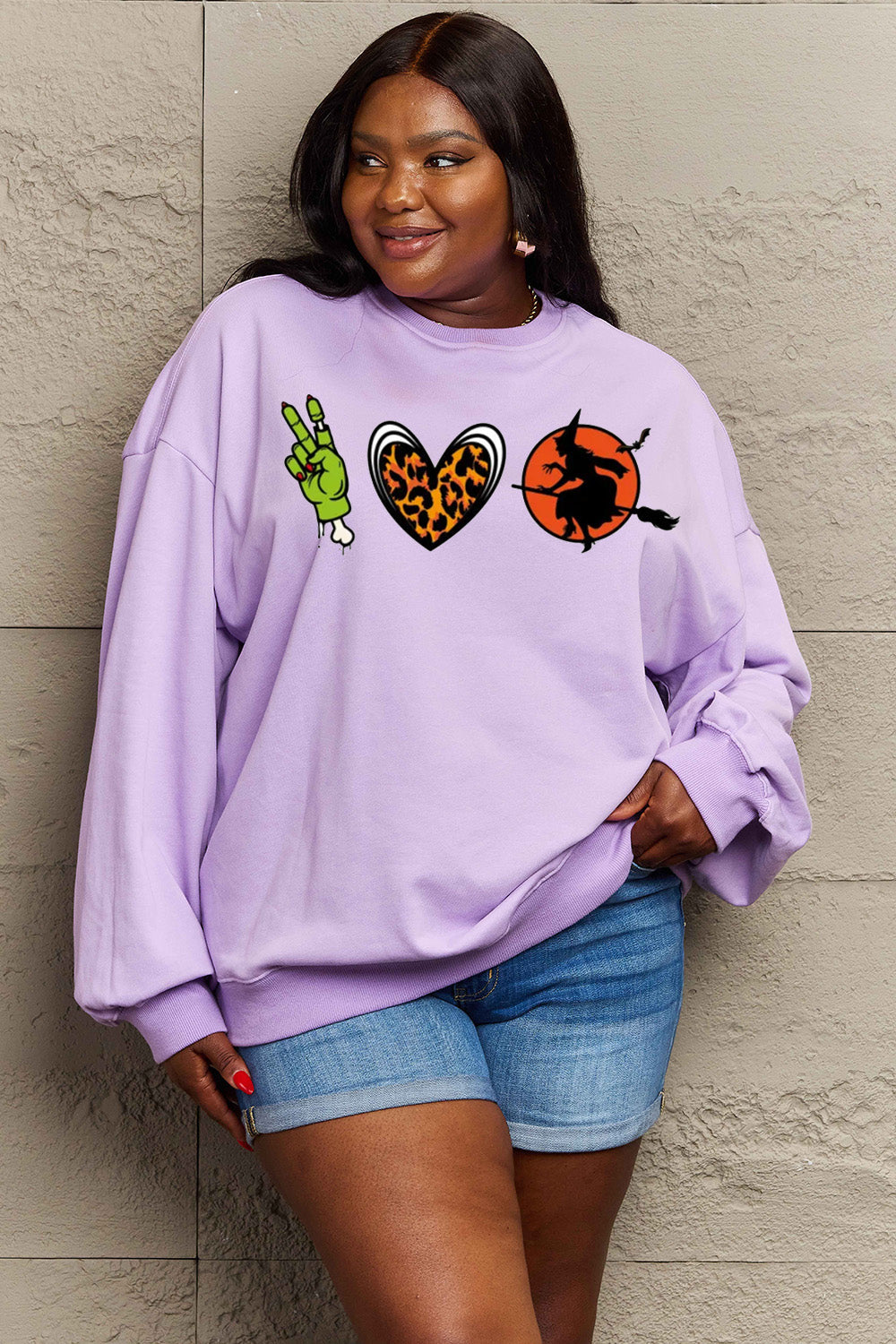 Simply Love Full Size Drop Shoulder Graphic Sweatshirt BLUE ZONE PLANET