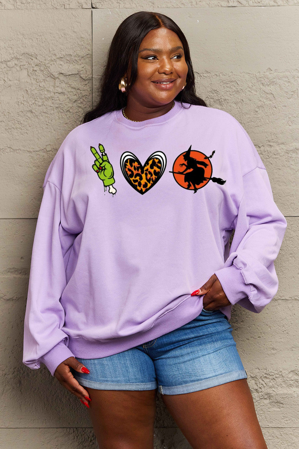 Simply Love Full Size Drop Shoulder Graphic Sweatshirt BLUE ZONE PLANET