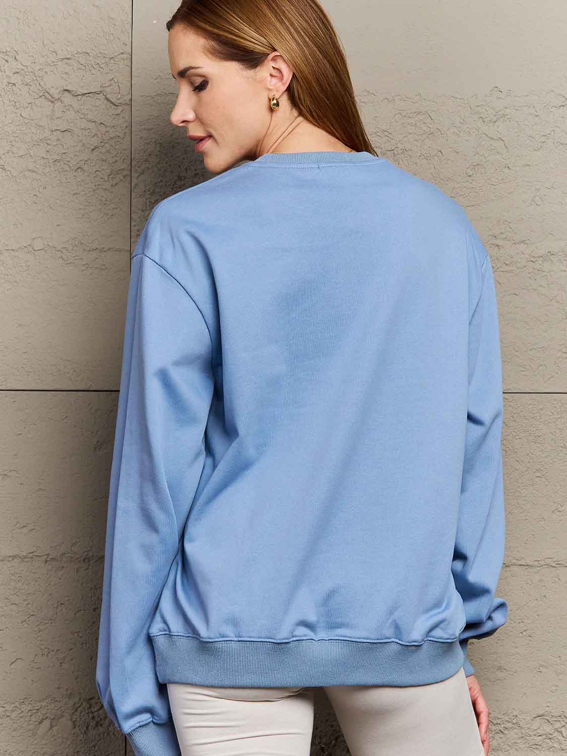 Simply Love Full Size Dropped Shoulder Sweatshirt BLUE ZONE PLANET