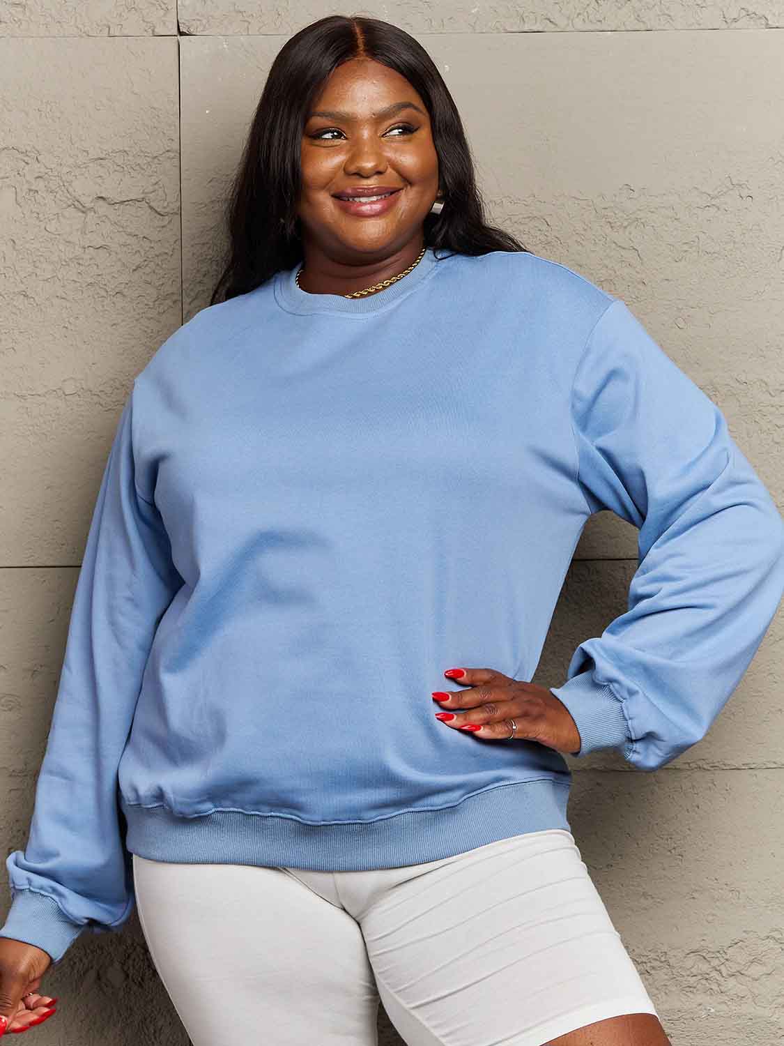 Simply Love Full Size Dropped Shoulder Sweatshirt BLUE ZONE PLANET